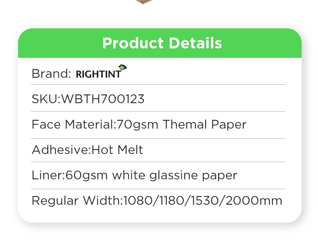 Directly Print Barcode Thermal Label Bar Coded Sticker Self Adhesive Thermal Paper Jumbo Rolls with Hot Melt Glue