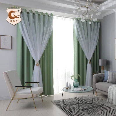 Cortinas opacas térmicas con estampado de lámina de estrella a la moda para dormitorio, cortinas de ventana listas para bloquear para sala de estar