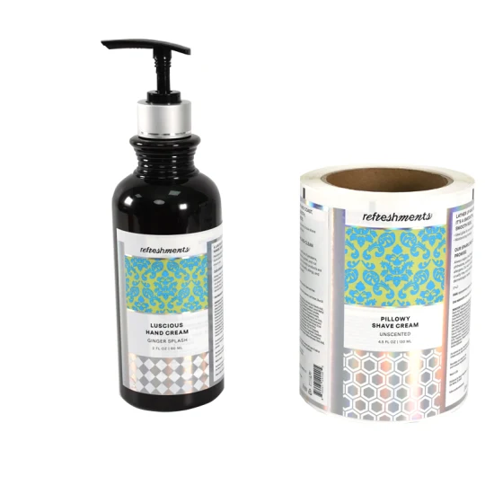 Etiqueta adhesiva con logotipo cosmético impreso personalizado Etiqueta adhesiva para botella de rollo de vinilo autoadhesivo a prueba de agua